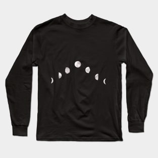 moon phases in watercolor Long Sleeve T-Shirt